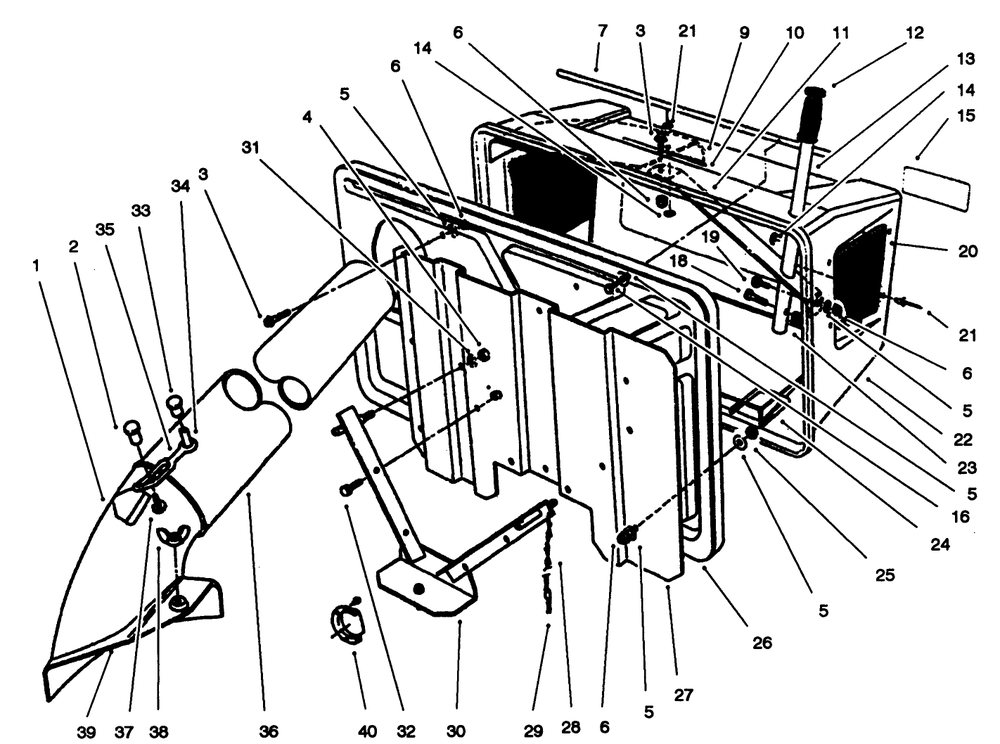 Hopper Assembly Diagram and Parts List for 79090 (210000001 - 210999999)(2001) Lawn Boy Lawn Tractor Accessories